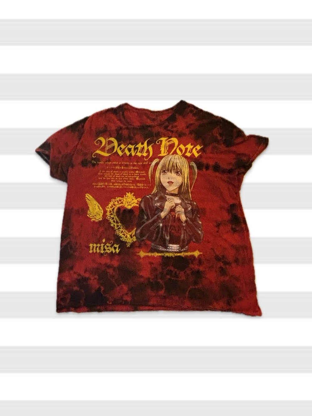 Men’s Death Note Red and Black Tie-Dye Anime Graphic Tee - Misa Print